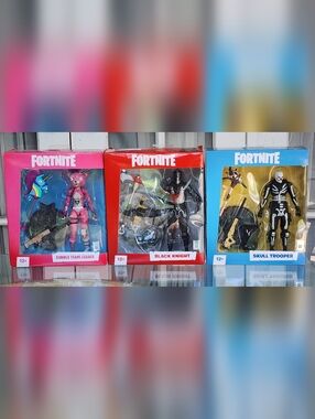 McFarlane Toys Fortnite Figures: Cuddle Team Leader, Black Knight, Skull Trooper
